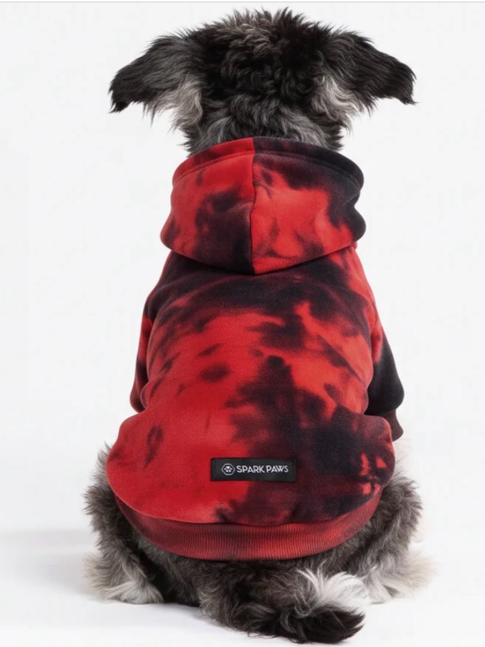 Red & Black Tie-Dye Dog Hoodie Spark Paws 2X - Picture 2 of 8